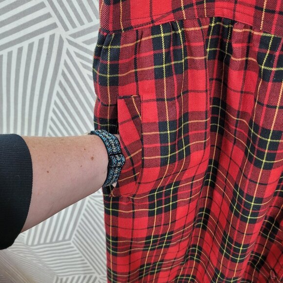 Vintage Jumper Dress Plus 18/20W 2X Plaid Academia Midi Overall Red Alt Grunge - Picture 6 of 8